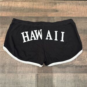 Black “HAWAII” Athletic Shorts with White Trim
